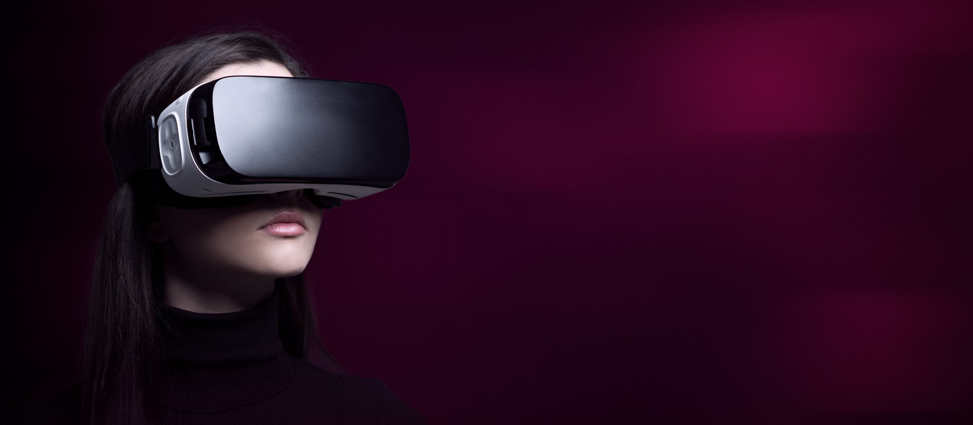 Person wearing a virtual reality headset